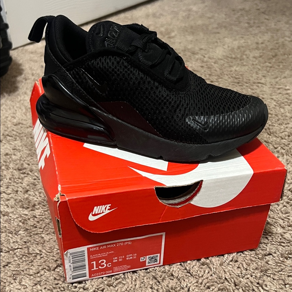Nike Air Max 270 Triple Black Kids Sneakers